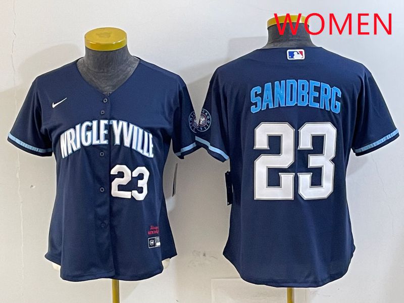 Women Chicago Cubs #23 Sandberg Blue City Edition Game 2025 Nike MLB Jersey style 3->women mlb jersey->Women Jersey